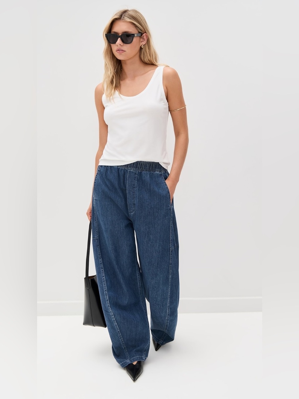 Theory High-Waist Wide-Leg Jeans - Dark Blue